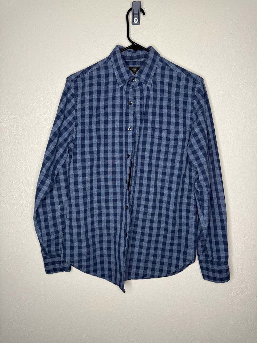 J.Crew Blue Check Plaid Slim Fit Long Sleeve Jaspe Button-Down Shirt
